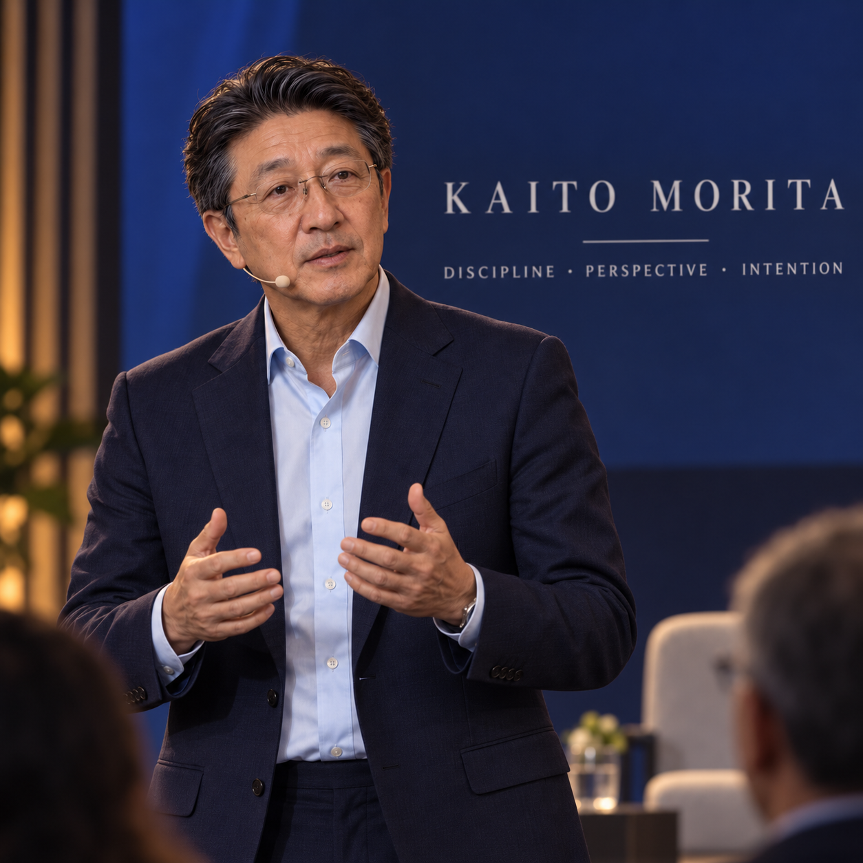 Kaito Morita speaking on stage